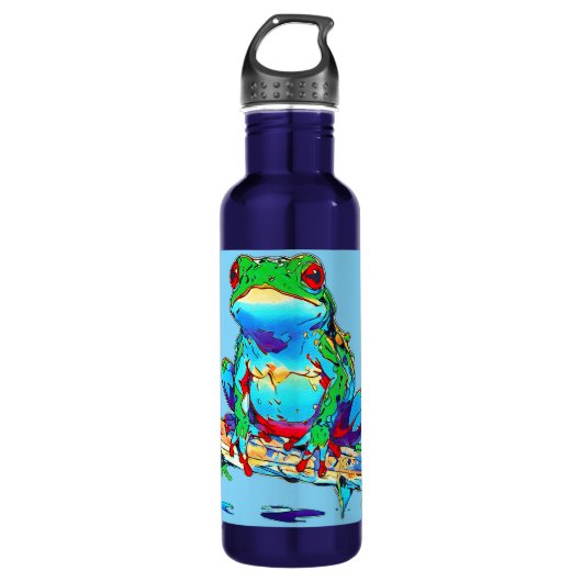 Frog on a Log - Schattigee kleine boomkikker Waterfles (Voorkant)