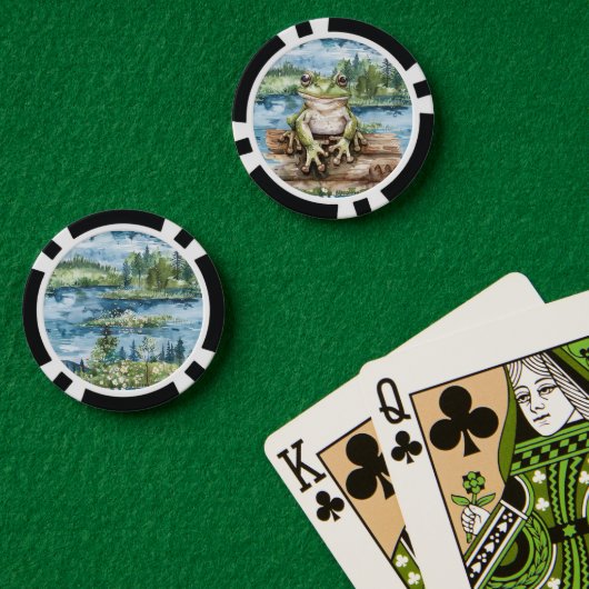 Frog On Logs Lake Poker Chips (Pokertafel (Dubbel))