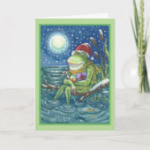 FROG OP LOG FUN CHRISTMAS WENSKAART Verse Feestdagen Kaart (Voorkant)