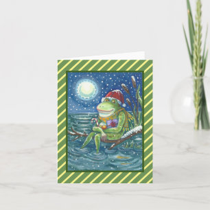 FROG OP LOG HOLIDAY CHRISTMAS WENSKAART Verse Feestdagen Kaart