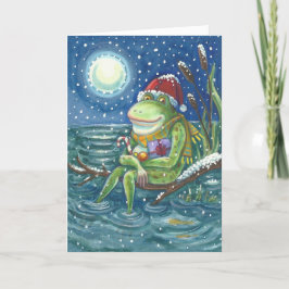 FROG OP LOG HOLIDAY CHRISTMAS WENSKAART Verse Feestdagen Kaart