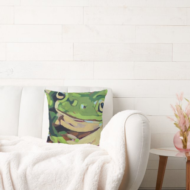 Frog Painting- Gift for Frog Lovers Kussen (Bank)