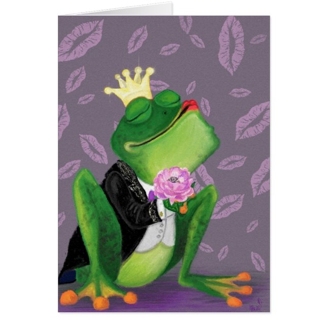 Frog Prince Card Kiss - Ajouter Votre Texte / Nom (Devant)