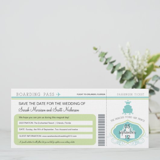 Frog Prince Enregistrer la date Carte d'embarqueme (Debout devant)