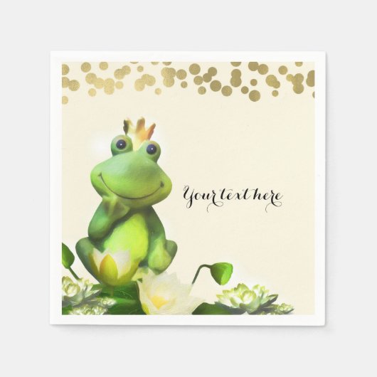Frog Prince Groen & Goud Baby shower Custom Party Servetten (Voorkant)