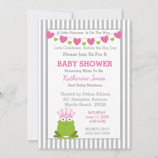 Frog Princess Baby shower Uitnodiging (Voorkant)