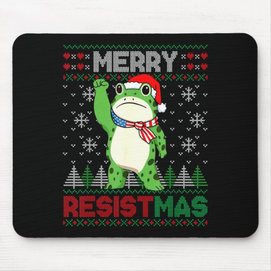 Frog Retro Merry Resistmas Funny Litical Ugly Chri Muismat (Voorkant)