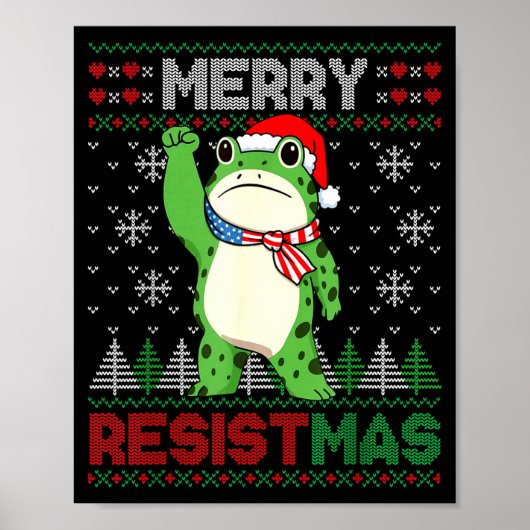Frog Retro Merry Resistmas Funny Litical Ugly Chri Poster (Voorkant)