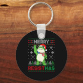 Frog Retro Merry Resistmas Funny Litical Ugly Chri Sleutelhanger (Voorkant)