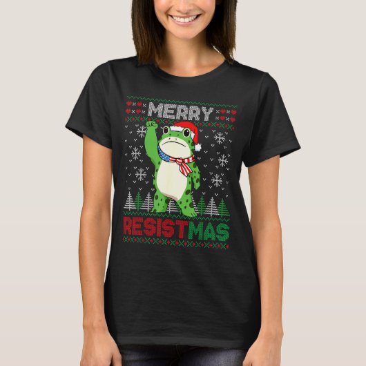 Frog Retro Merry Resistmas Funny Litical Ugly Chri T-shirt (Voorkant)