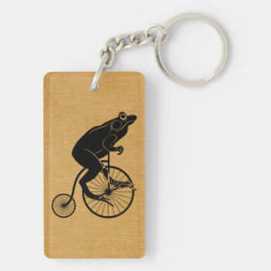 Frog Riding op een Penny Farthing Bike Sleutelhanger