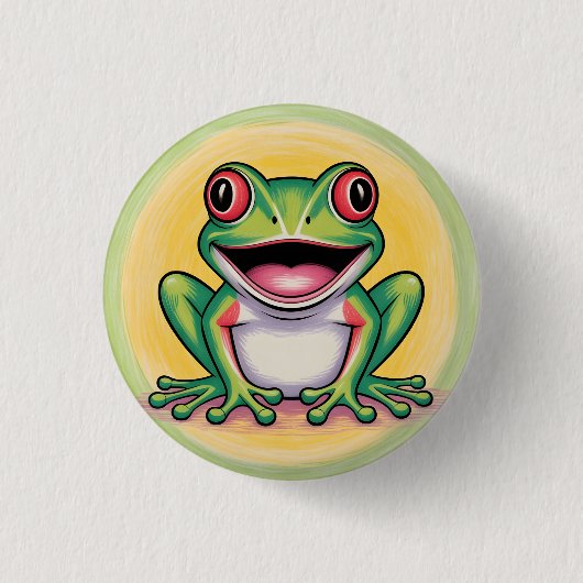 Frog’s Gentle Smile Ronde Button 3,2 Cm (Voorkant)