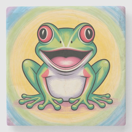 Frog’s Gentle Smile Stenen Onderzetter (Voorkant)