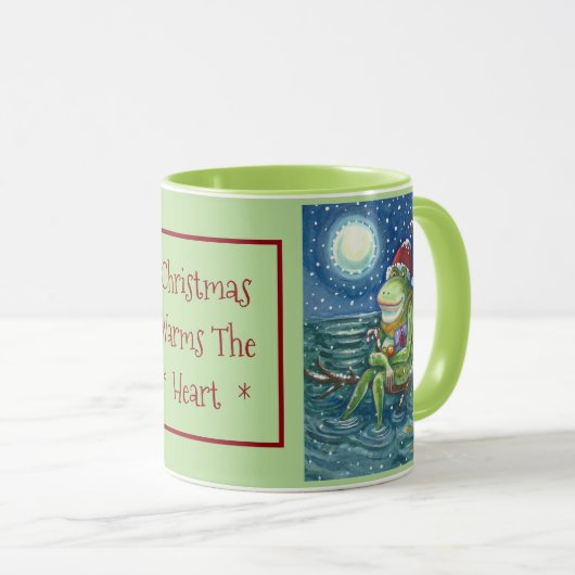 FROG SANTA OP LOG, HOLIDAY DIER CHRISTMAS MOK (Voorkant rechts)