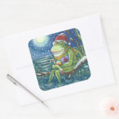 FROG SANTA OP LOG, HOLLIDAY KERST STICKERS Squ (Envelop)