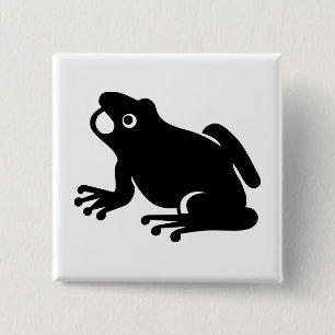 Frog Silhouette Vierkante Button 5,1 Cm