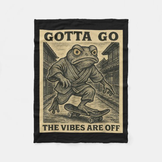 Frog Skateboard Gotta Go The Vibes Are Off Funny G Fleece Deken (Voorkant)