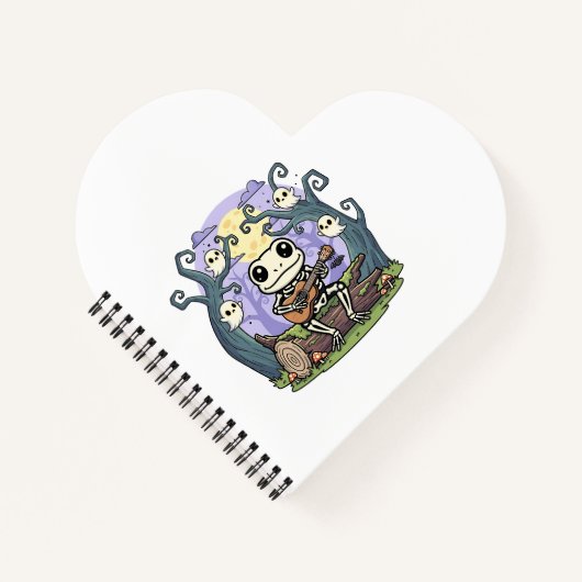 Frog Skeleton Playing Ukulele with Ghosts Notitieboek (Voorkant)