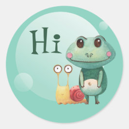 Frog Snail Friendly Animals Funny Hi-envelop Ronde Sticker