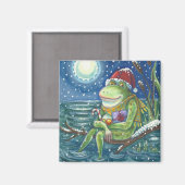 FROG SUR UN JOURNAL, VACANCES MERRY NOËL MAGNET Sq (Recto/Verso)