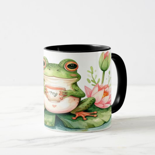 Frog Tea Mug - Cute Kawaii Hoppy Hour Gift (Devant droit)