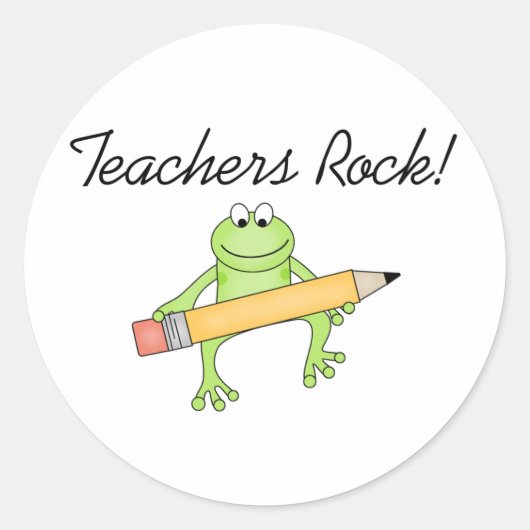 Frog Teachers Rock Ronde Sticker (Voorkant)