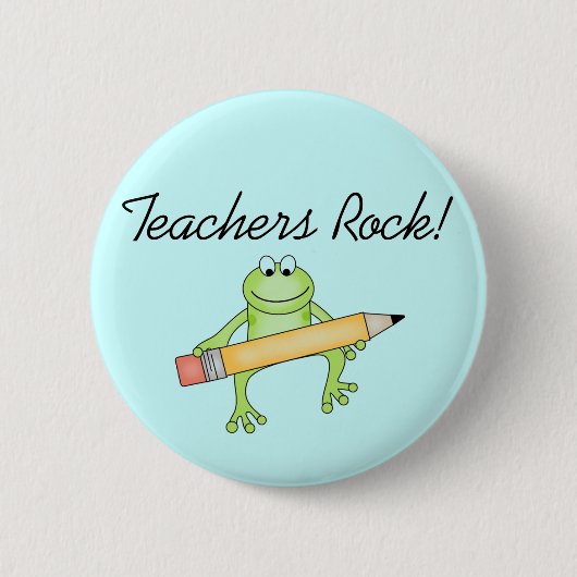 Frog Teachers Rock Tshirts and Gfits Ronde Button 5,7 Cm (Voorkant)