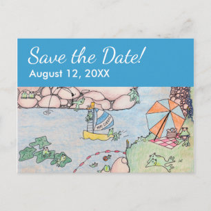 Frog Treehouse Save the Date Briefkaart, Aangepast Aankondigingskaart