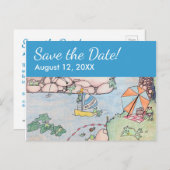 Frog Treehouse Save the Date Briefkaart, Aangepast Aankondigingskaart (Voorkant / Achterkant)