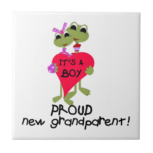 Frog Trots Grootouder van Jongen Geschenken Tegeltje (Voorkant)