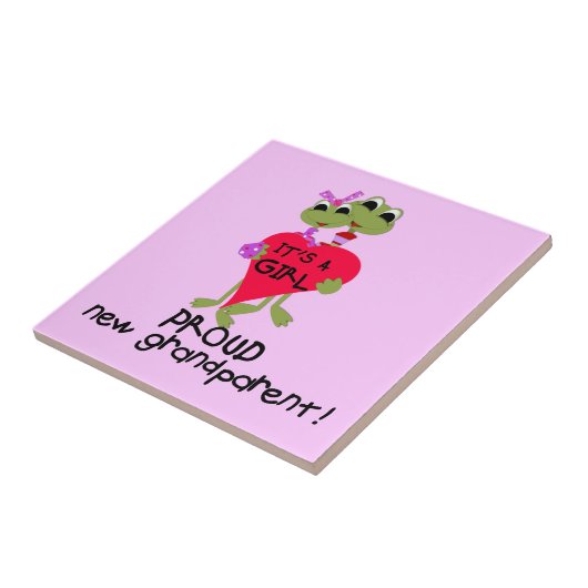 Frog Trots Grootouder van Meisje Gifts Tegeltje (Zijkant)