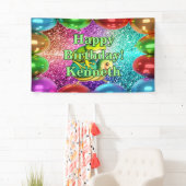 Frog Turtle Gepersonaliseerde karakter verjaardag  Spandoek (Insitu)