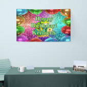 Frog Turtle Gepersonaliseerde karakter verjaardag  Spandoek (Beurs)