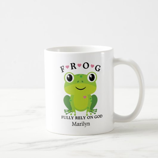 Frog Vertrouw volledig op God Pink Hearts Coffee M Koffiemok (Rechts)