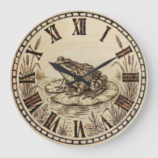 Frog Wall Clock | Wood-Burned Nature Style Grote Klok