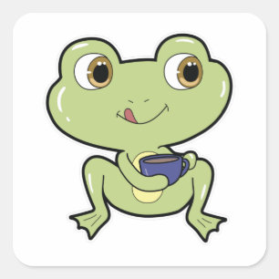 Frog with Cup Vierkante Sticker