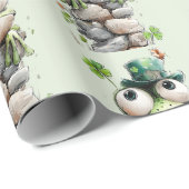 Frog with Green Hat and Shamrock Cute Pattern Cadeaupapier (Rol Hoek)