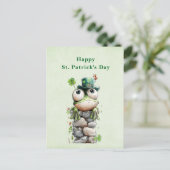 Frog with Green Hat Cute St. Patrick's Day Feestdagenkaart (Staand voorkant)