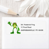Froggie the Cute Cartoon Waving Frog Etiket (Insitu)