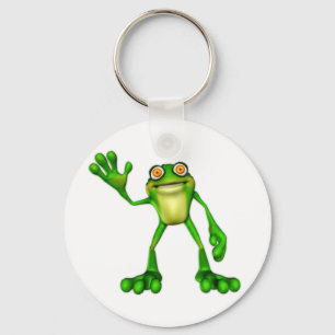 Froggie the Cute Cartoon Waving Frog Sleutelhanger