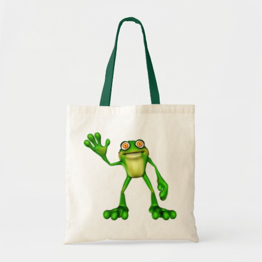 Froggie the Cute Cartoon Waving Frog Tote Bag (Voorkant)