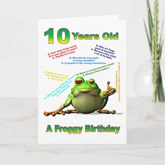 Froggy ami 10ème anniversaire carte avec des blagu (Devant)