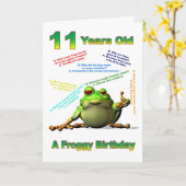 Froggy ami 11ème anniversaire carte avec des blagu (Fleur jaune)