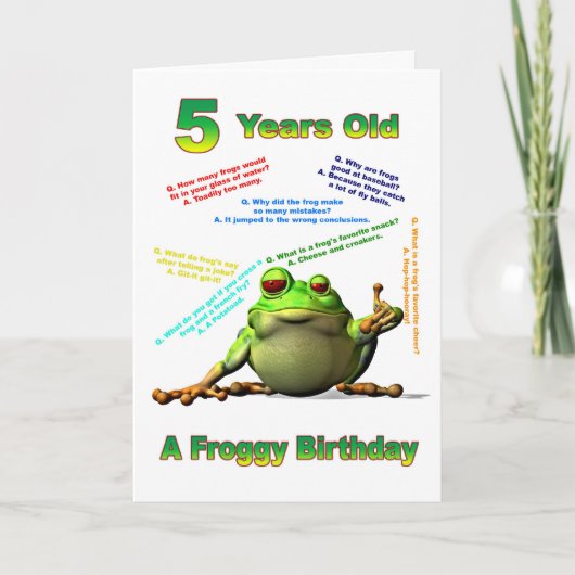 Froggy ami 5e anniversaire carte avec des blagues  (Devant)