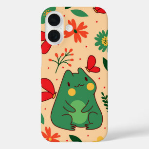 Froggy Bloom Springtime Vibes iPhone 16 Hoesje