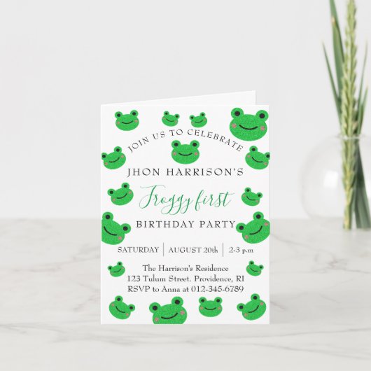 Froggy First Birthday Party Croaking Amphibian (Voorkant)