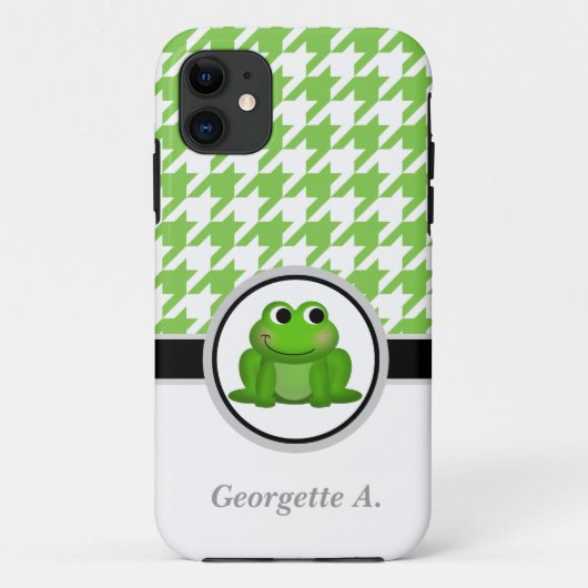 Froggy Green & White Houndstooth iPhone 5 Coque (Dos)