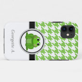Froggy Green & White Houndstooth iPhone 5 Coque (Dos (Horizontal))