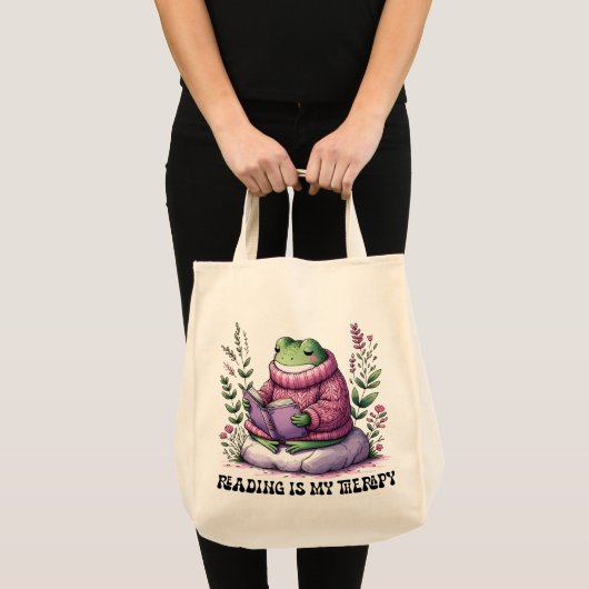 Froggy Reading is mijn therapie Tote Bag (Voorkant (product))