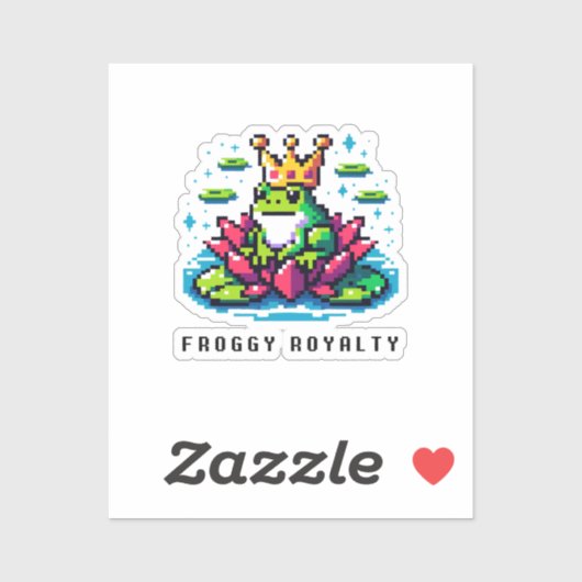 Froggy Royalty-Schattigee Pixel Art Crowned Frog D Sticker (Vel)